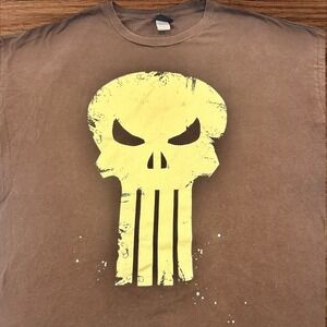 Vintage‎ Marvel Punisher Mad Engine T-Shirt Brown Skull Graphic Mens 2XL